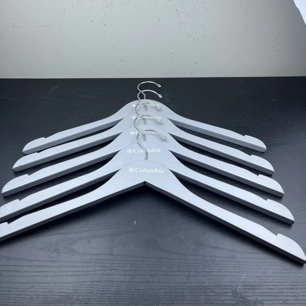 Columbia Sportswear Company Wooden Clothes Hangers Gray Set‎ of 5